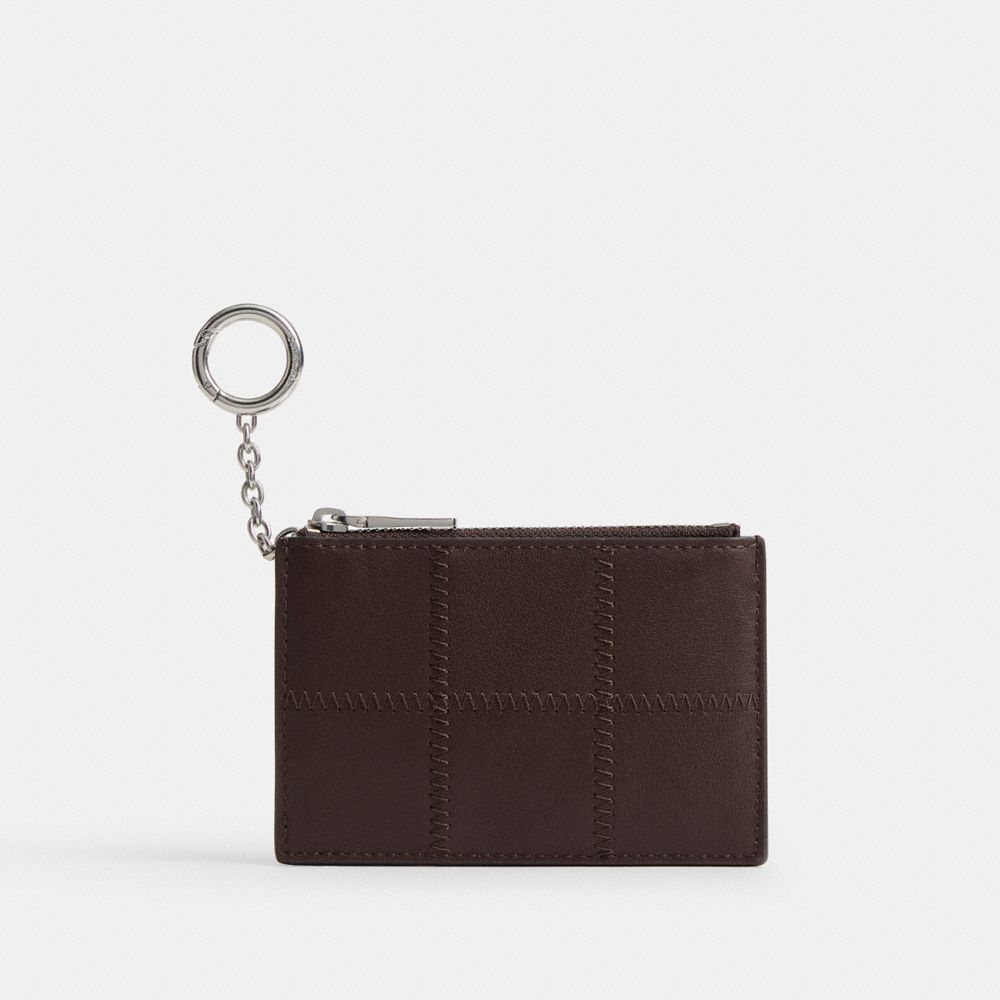Coach Zip Card Case With Key Ring In Upcrafted Leather Maple