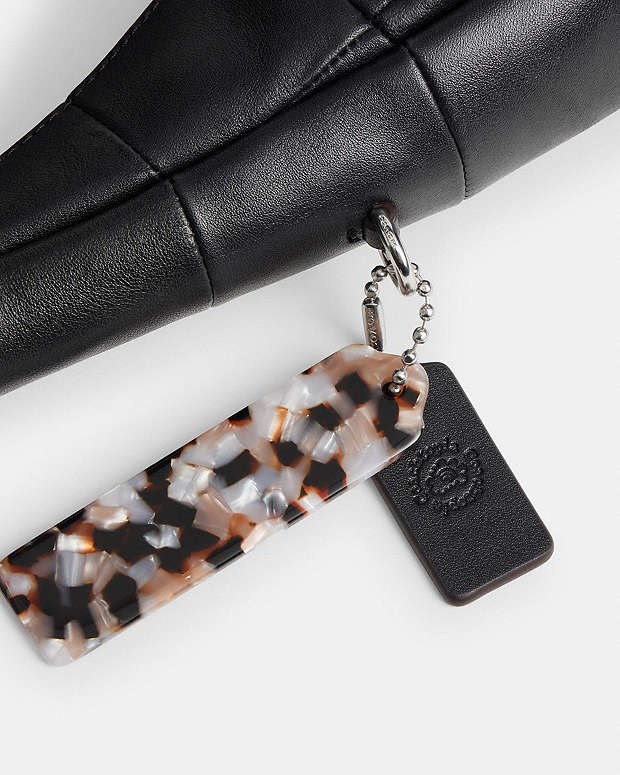 Alter/Ego Crescent Shoulder Bag In Checkerboard Upcrafted Leather Black Black
