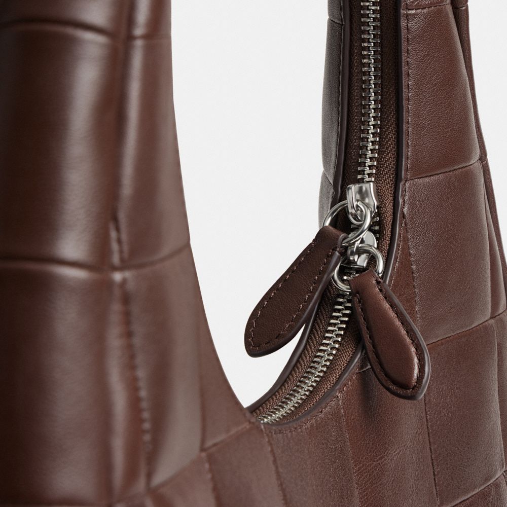 Coach Alter/Ego Crescent Shoulder Bag In Checkerboard Upcrafted Leather Maple