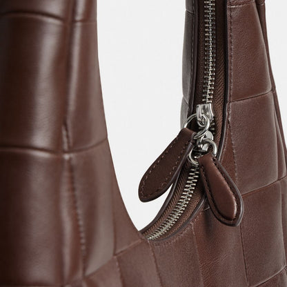 Coach Alter/Ego Crescent Shoulder Bag In Checkerboard Upcrafted Leather Maple