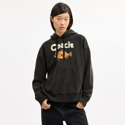 Coach Fish Graphic Hoodie Black