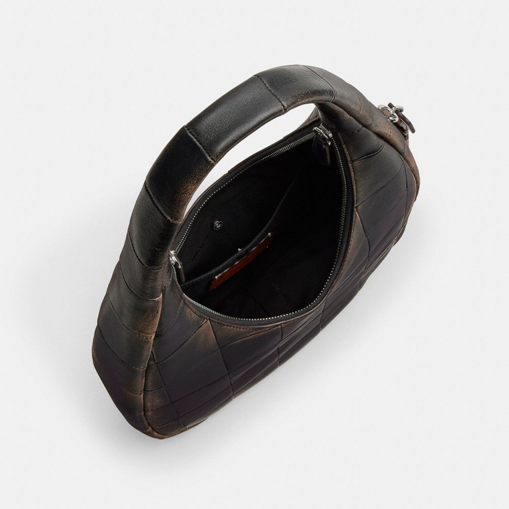 Coach Alter/Ego Crescent Shoulder Bag In Checkerboard Upcrafted Leather Black Brown