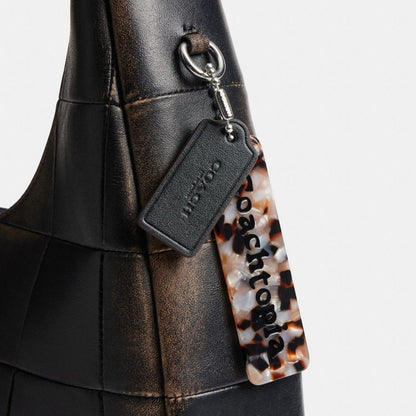 Coach Alter/Ego Crescent Shoulder Bag In Checkerboard Upcrafted Leather Black Brown