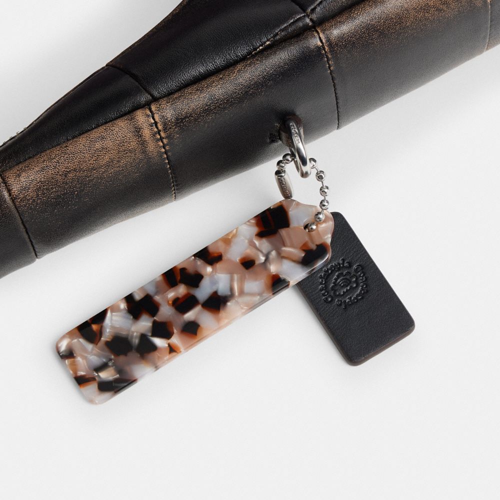 Coach Alter/Ego Crescent Shoulder Bag In Checkerboard Upcrafted Leather Black Brown