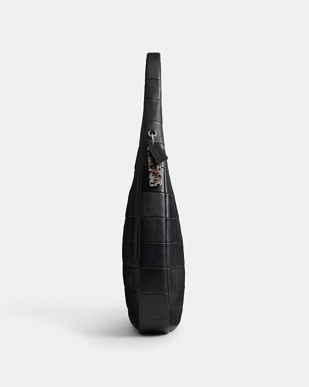 Alter/Ego Large Crescent Shoulder Bag In Checkerboard Upcrafted Leather Black Black