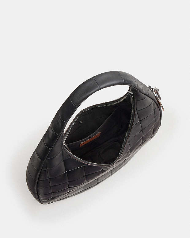 Alter/Ego Large Crescent Shoulder Bag In Checkerboard Upcrafted Leather Black Black