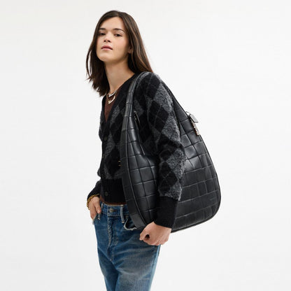 Coach Alter/Ego Large Crescent Shoulder Bag In Upcrafted Leather Black