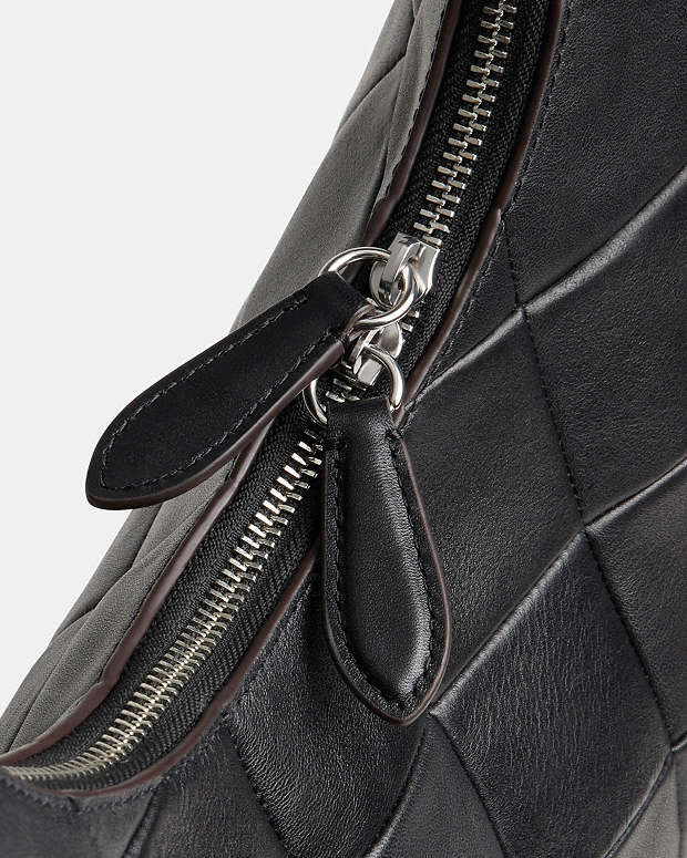 Alter/Ego Large Crescent Shoulder Bag In Checkerboard Upcrafted Leather Black Black