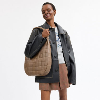 Coach Alter/Ego Large Crescent Shoulder Bag In Upcrafted Leather Dark Stone