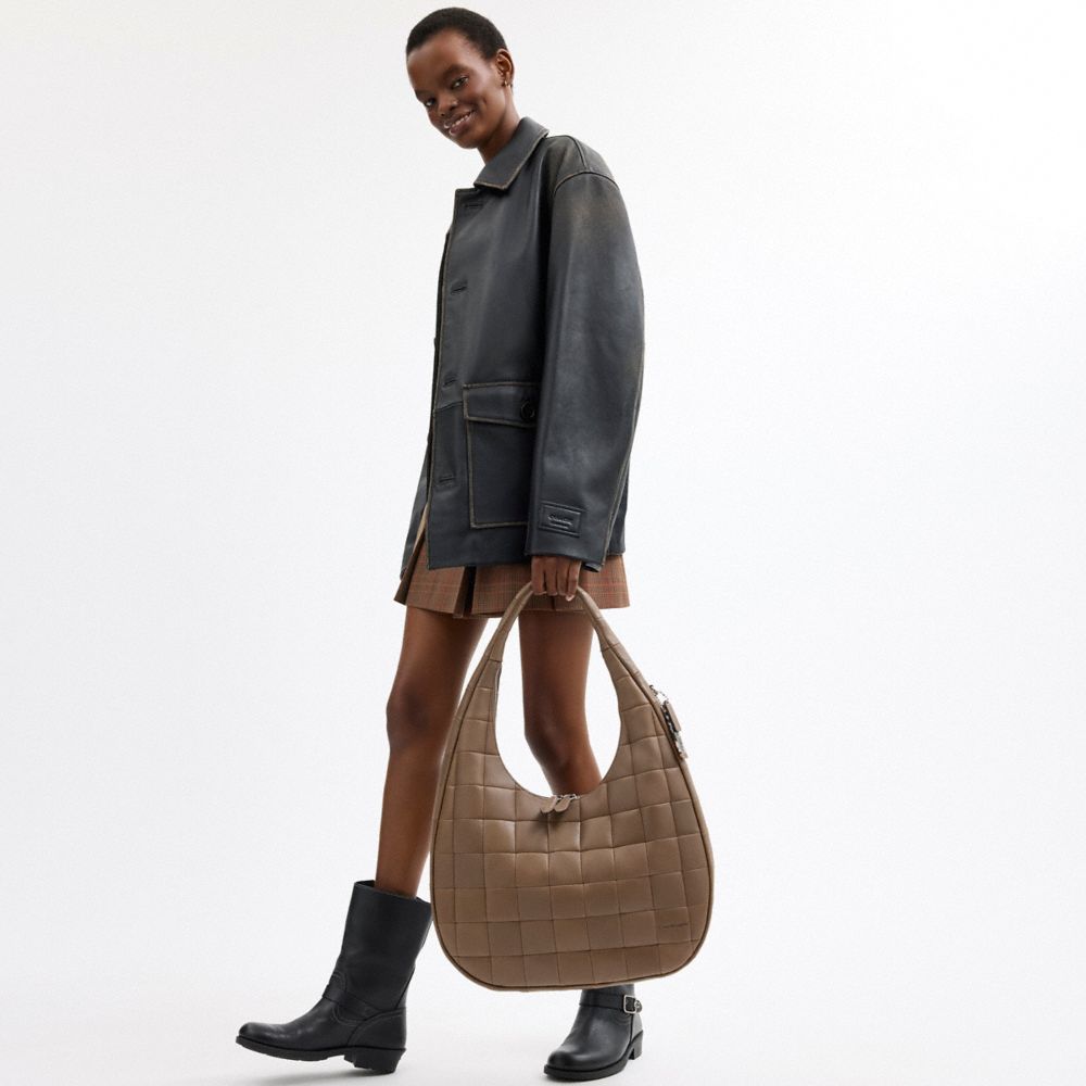 Coach Alter/Ego Large Crescent Shoulder Bag In Upcrafted Leather Dark Stone