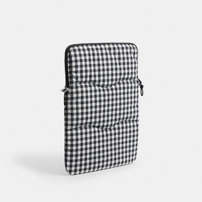Coach Coachtopia Loop Laptop Sleeve With Wavy Quilting In Gingham Black White Gingham