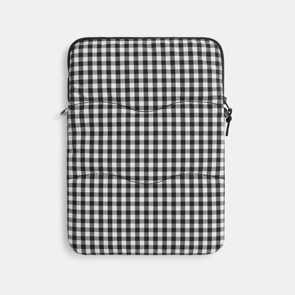 Coach Coachtopia Loop Laptop Sleeve With Wavy Quilting In Gingham Black White Gingham