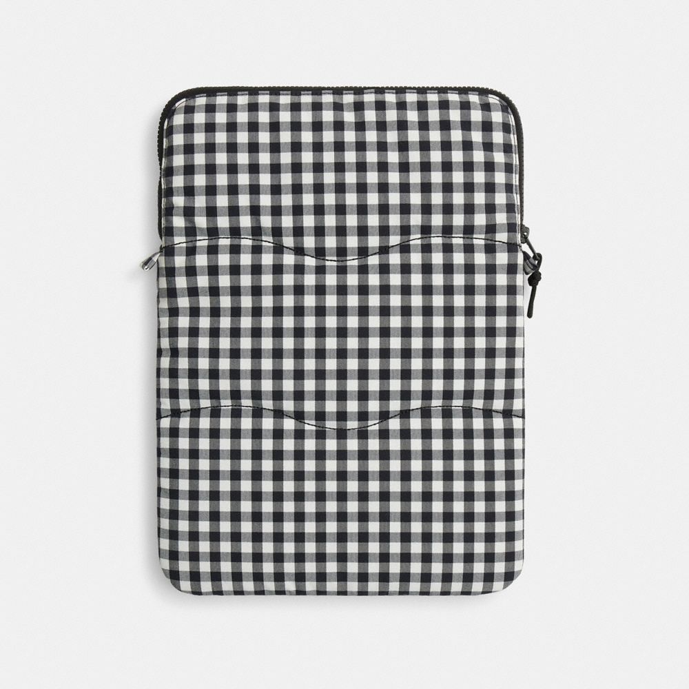 Coach Coachtopia Loop Laptop Sleeve With Wavy Quilting In Gingham Black White Gingham