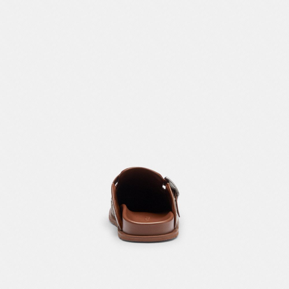 Coach Buckle Clog In Signature Jacquard Oak Vintage Brown