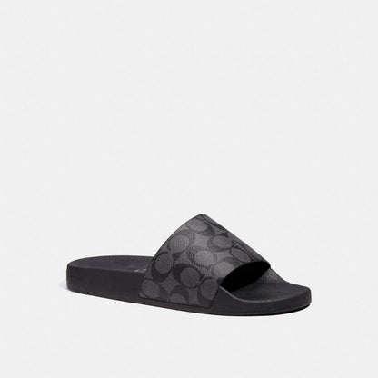 Men's Coach Slide In Signature Canvas Charcoal Black