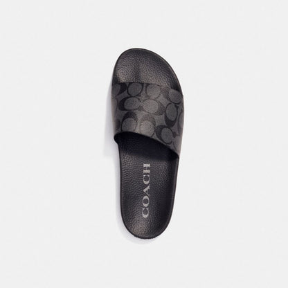 Men's Coach Slide In Signature Canvas Charcoal Black
