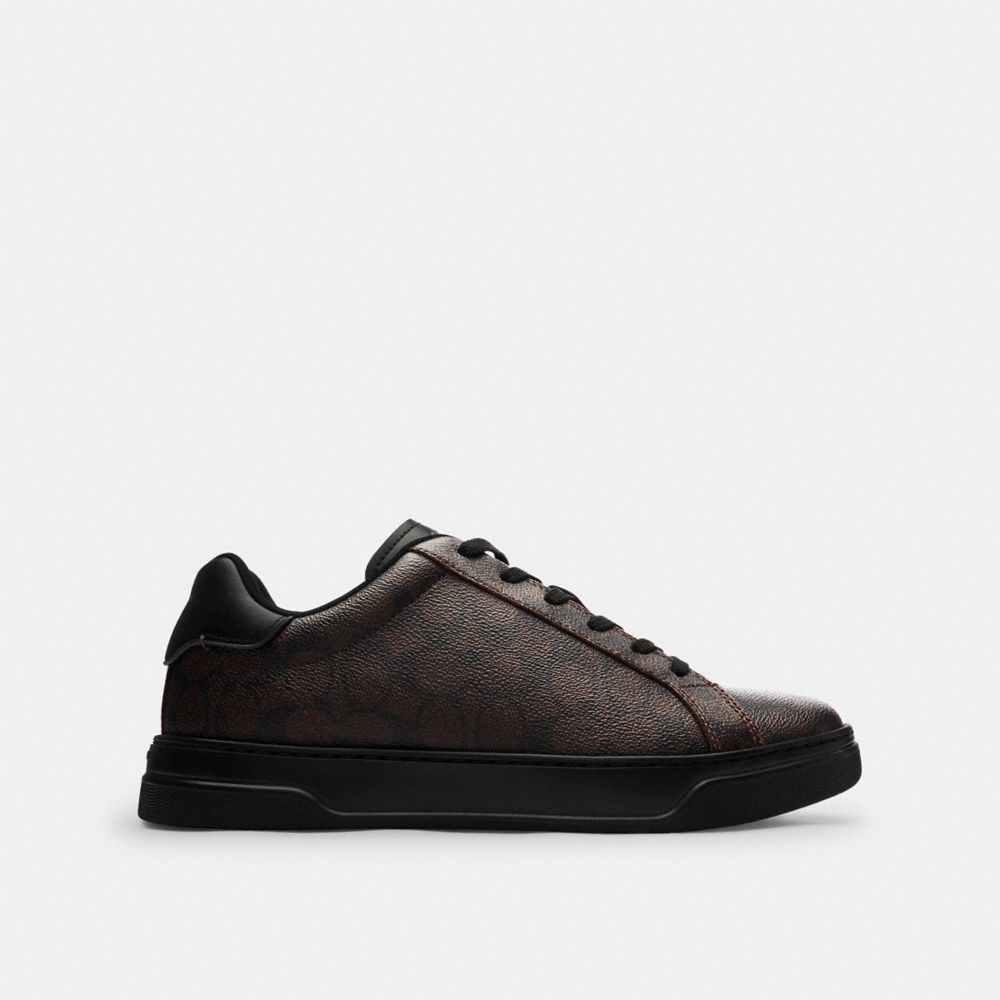 Men's Coach High Line Sneaker In Signature Canvas Walnut & Black