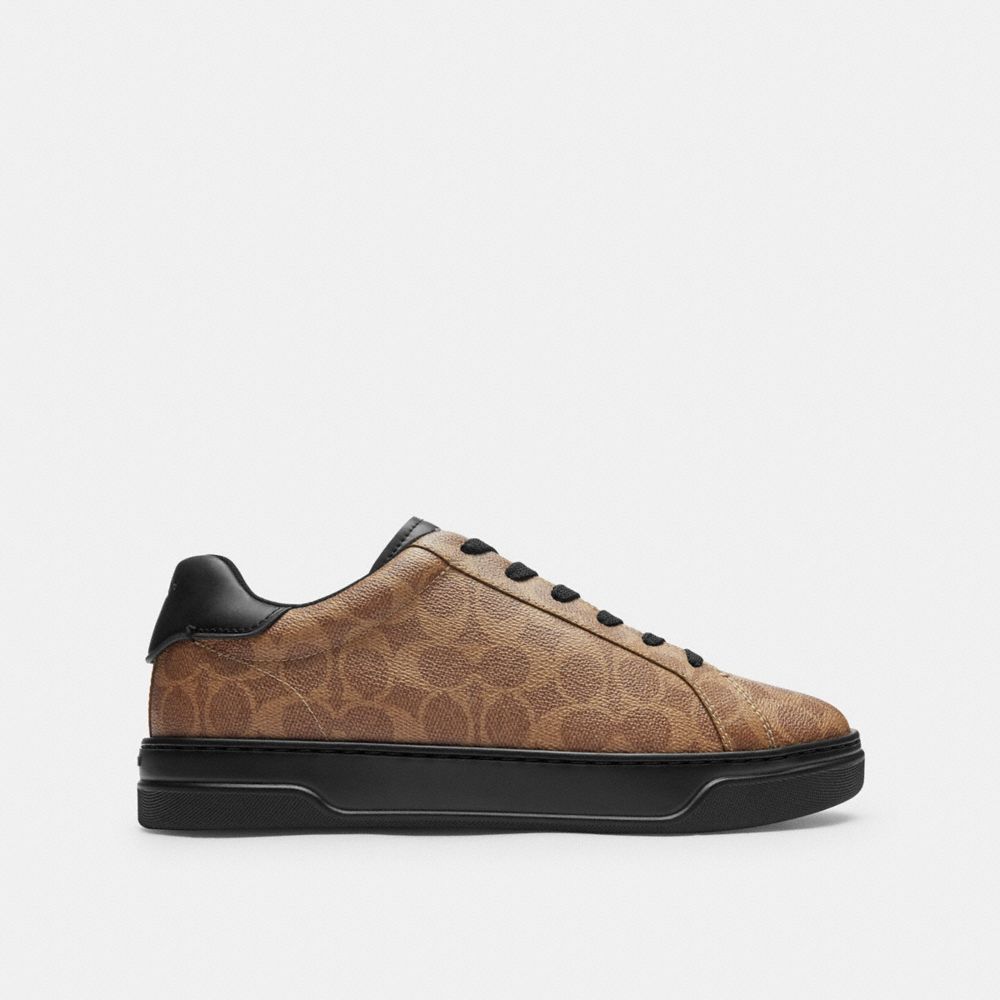 Coach High Line Sneaker In Signature Canvas Khaki Black