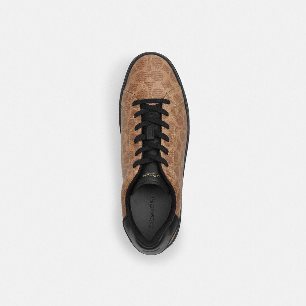 Coach High Line Sneaker In Signature Canvas Khaki Black