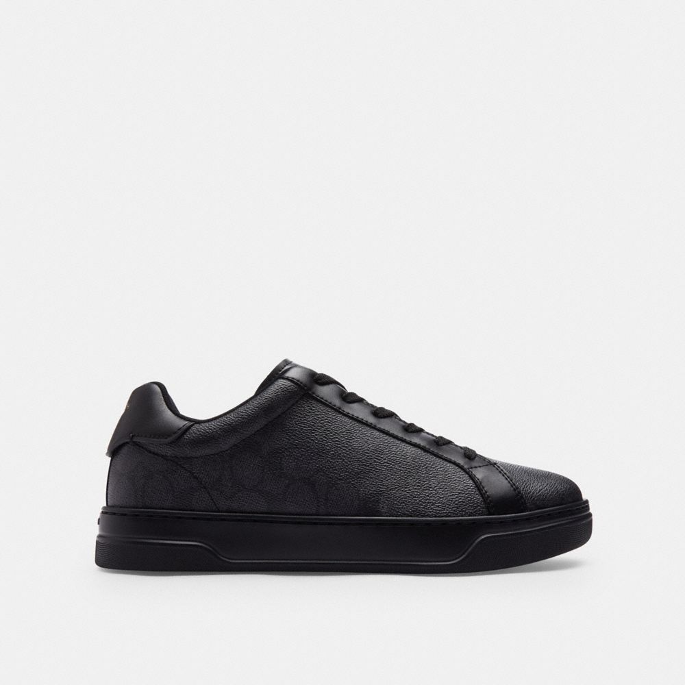 Coach High Line Sneaker In Signature Canvas Graphite Black