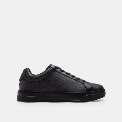 Coach High Line Sneaker In Signature Canvas Graphite Black