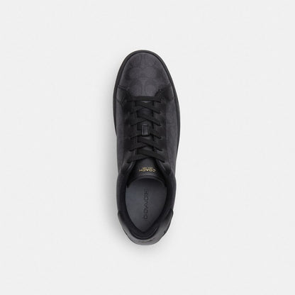Coach High Line Sneaker In Signature Canvas Graphite Black