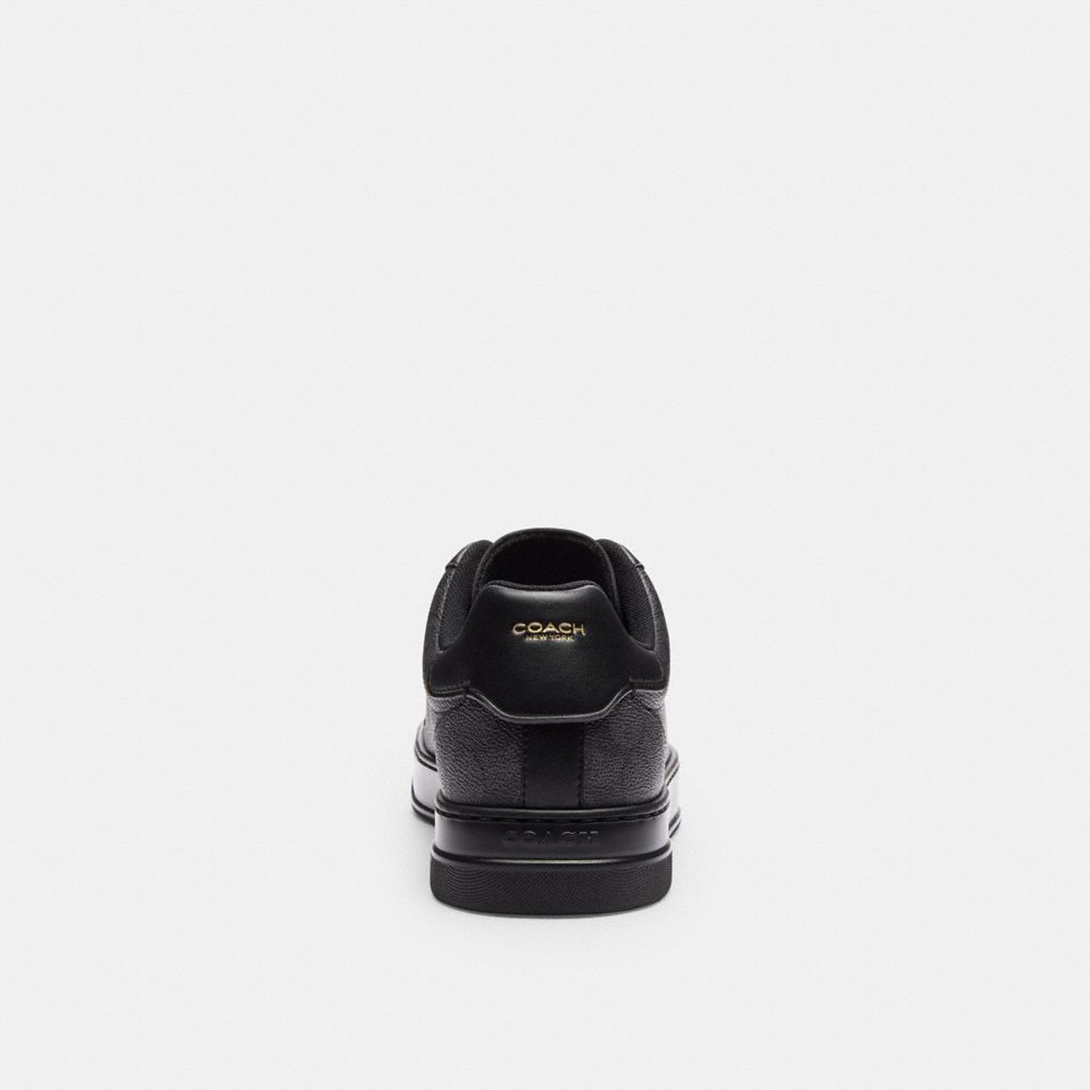 Coach High Line Sneaker In Signature Canvas Graphite Black