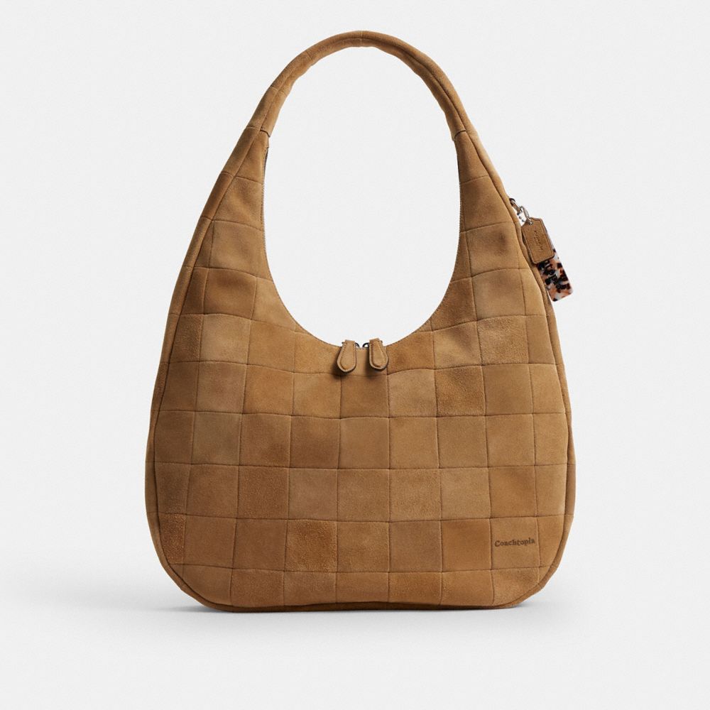 Coach Alter/Ego Large Crescent Shoulder Bag In Upcrafted Suede Sand Suede
