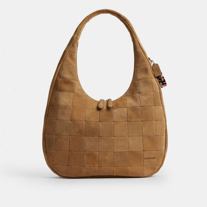 Coach Alter/Ego Large Crescent Shoulder Bag In Upcrafted Suede Sand Suede