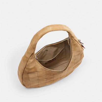 Coach Alter/Ego Large Crescent Shoulder Bag In Upcrafted Suede Sand Suede