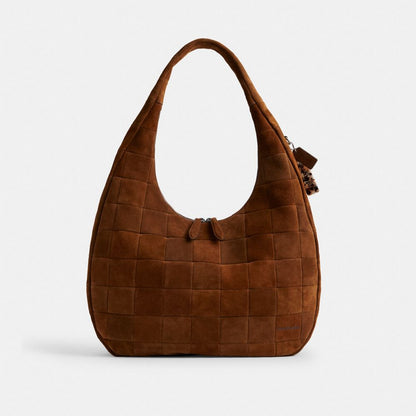 Coach Alter/Ego Large Crescent Shoulder Bag In Upcrafted Suede Warm Brown
