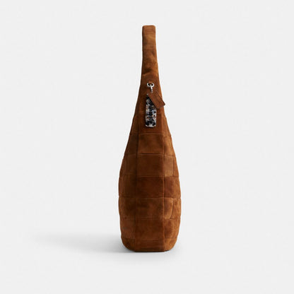 Coach Alter/Ego Large Crescent Shoulder Bag In Upcrafted Suede Warm Brown