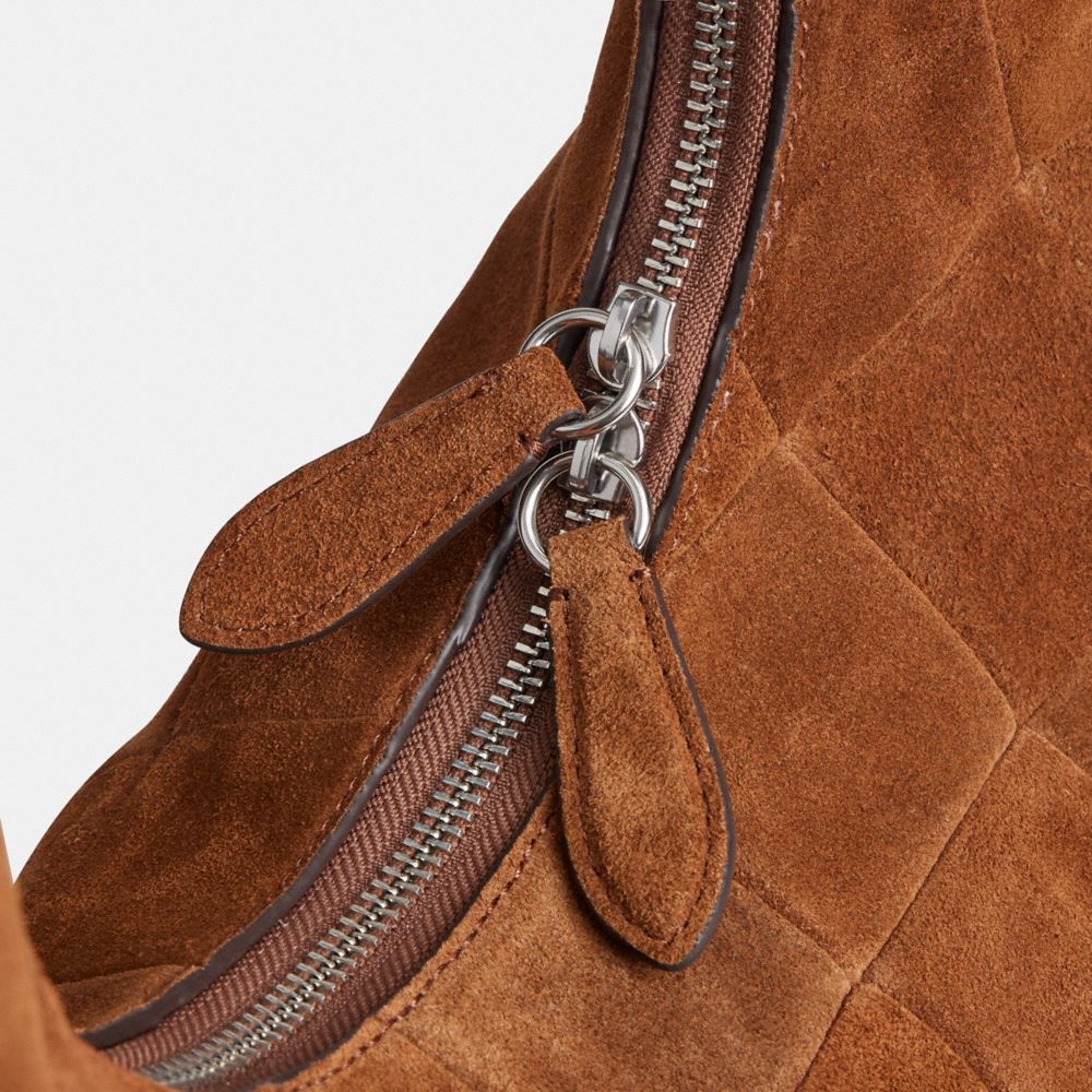 Coach Alter/Ego Large Crescent Shoulder Bag In Upcrafted Suede Warm Brown