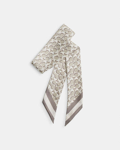 Signature Silk Skinny Scarf Silk-Bone Silk-Bone