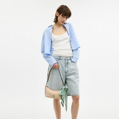 Coach Signature Silk Skinny Scarf Mint