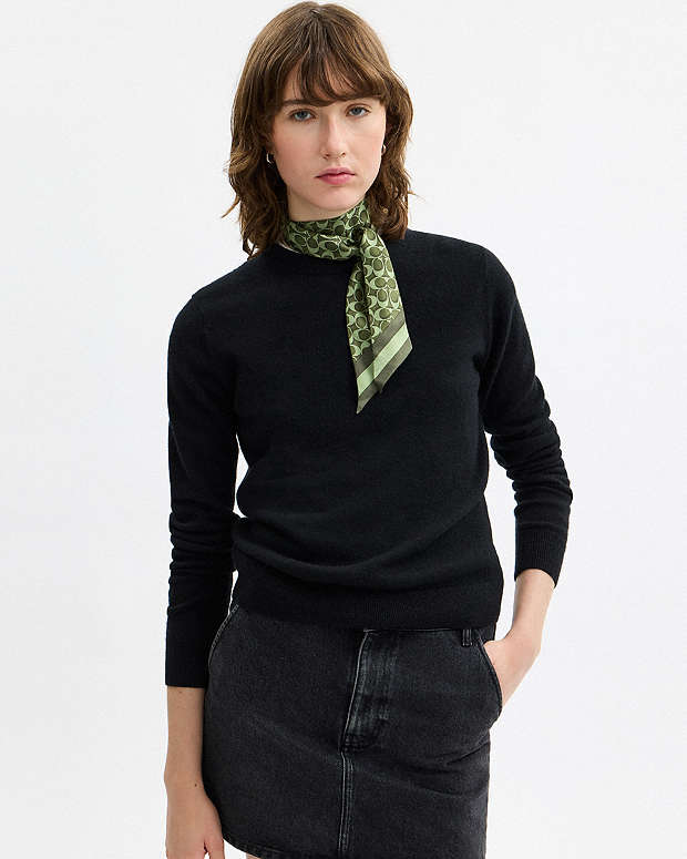 Signature Silk Skinny Scarf Silk-Olive Silk-Olive