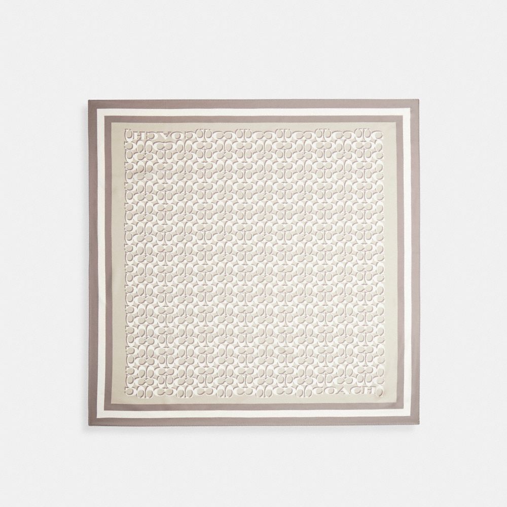 Coach Signature Silk Square Scarf Bone