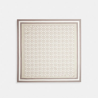 Coach Signature Silk Square Scarf Bone