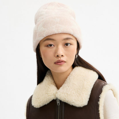 Coach Signature Knit Beanie Chalk