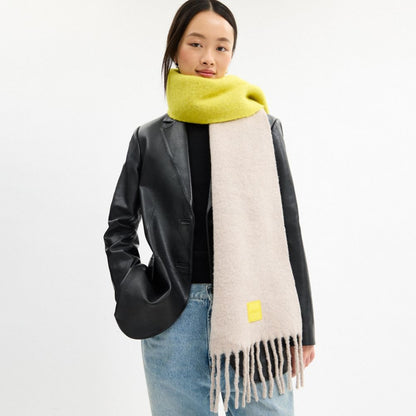 Coach Colorblock Muffler With Rubber Patch Grey Birch Lime