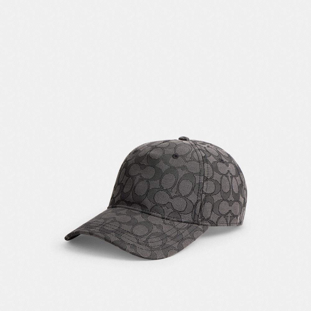 Coach Signature Jacquard Baseball Hat Charcoal