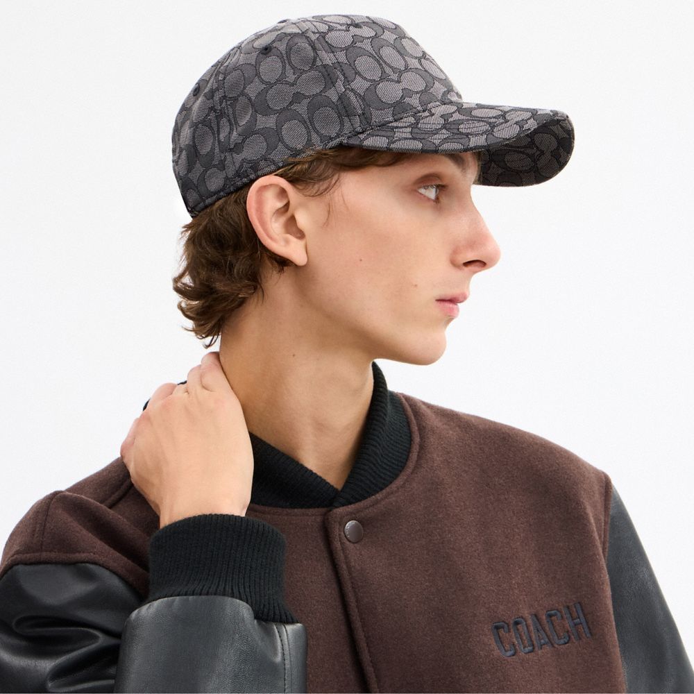 Coach Signature Jacquard Baseball Hat Charcoal