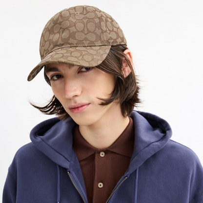 Coach Signature Jacquard Baseball Hat Tan
