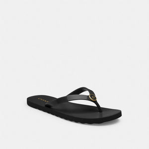 Coach Zayn Flip Flop Black CCO02, printed coated canvas upper with Coach logo footbed, top view