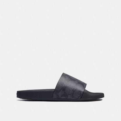 Women's Coach Udele Sport Slide In Signature Canvas Charcoal Black