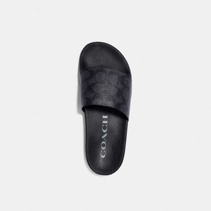 Women's Coach Udele Sport Slide In Signature Canvas Charcoal Black