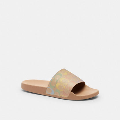 Coach Udele Sport Slide In Signature Canvas Sand Multi