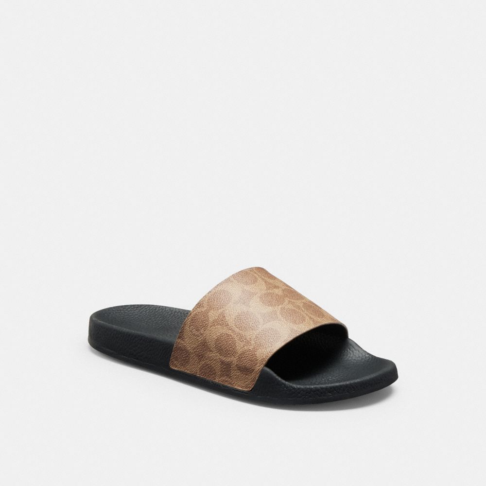 Coach Udele Sport Slide In Signature Canvas Tan