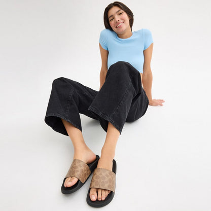 Coach Udele Sport Slide In Signature Canvas Tan