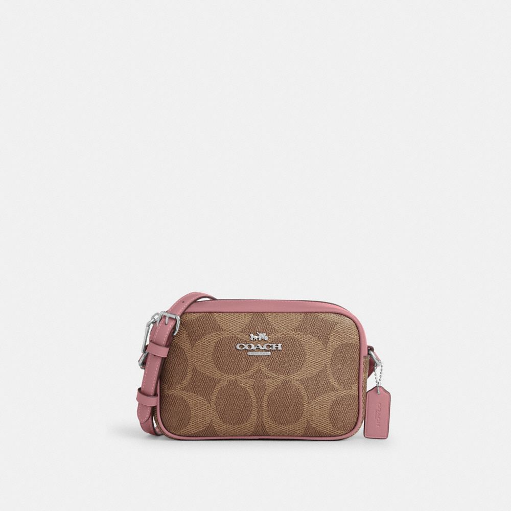 Coach Mini Jamie Camera Bag In Maxi Signature Canvas Sv Tan Dusty Pink